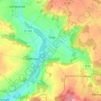 Carte topographique Chardronville, altitude, relief