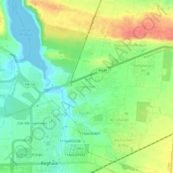 Carte topographique Chebcheb, altitude, relief