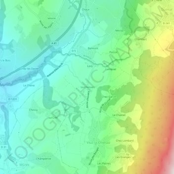 Carte topographique La Chiesaz, altitude, relief