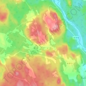 Carte topographique Gibberyd, altitude, relief