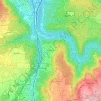Carte topographique Rossberg, altitude, relief