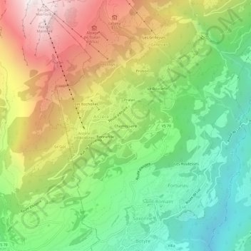 Carte topographique Chamossaire, altitude, relief