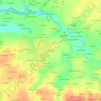 Carte topographique Langroades, altitude, relief