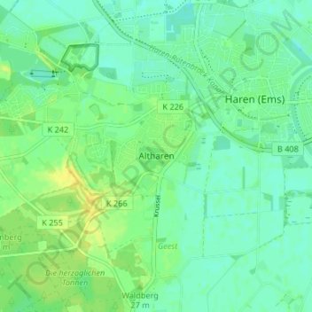 Carte topographique Altharen, altitude, relief