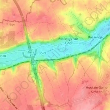 Carte topographique Once, altitude, relief