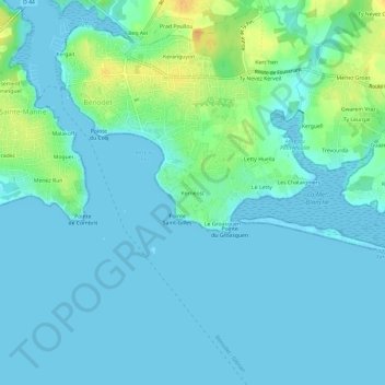 Carte topographique Kernéost, altitude, relief