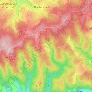 Carte topographique Ommeroth, altitude, relief