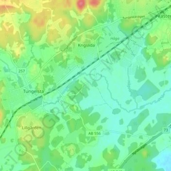 Carte topographique Välsta, altitude, relief