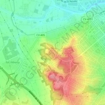 Carte topographique el Vedat, altitude, relief