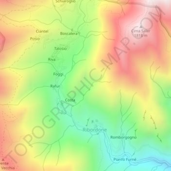 Carte topographique Zambranch, altitude, relief
