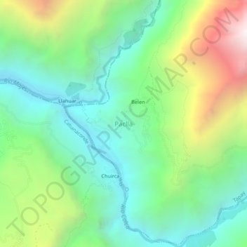 Carte topographique Paclla, altitude, relief