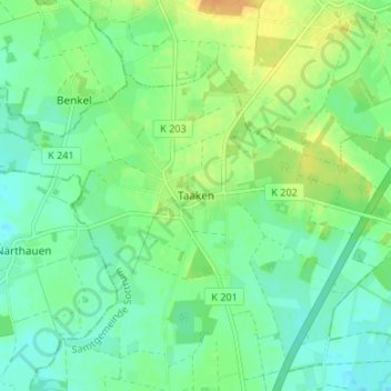 Carte topographique Taaken, altitude, relief