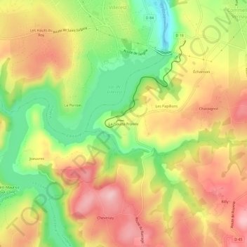 Carte topographique La Goutte Fronde, altitude, relief