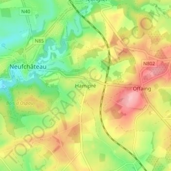 Carte topographique Hamipré, altitude, relief