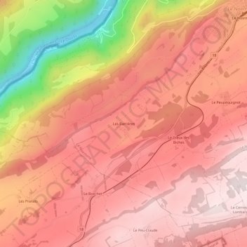 Carte topographique Les Barrières, altitude, relief