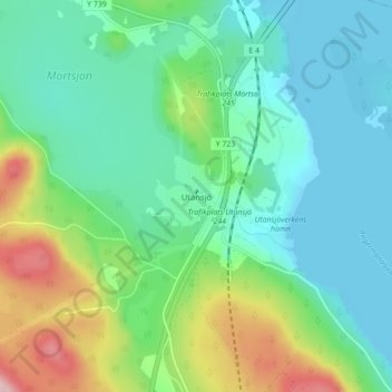 Carte topographique Utansjö, altitude, relief
