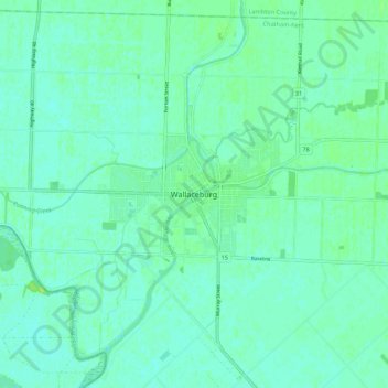 Carte topographique Wallaceburg, altitude, relief