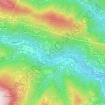 Carte topographique Friddia, altitude, relief