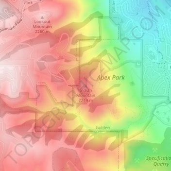 Carte topographique Indian Mountain, altitude, relief