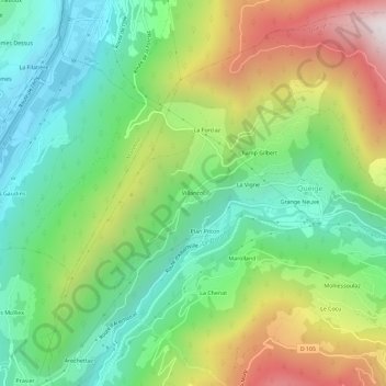 Carte topographique Villaricol, altitude, relief