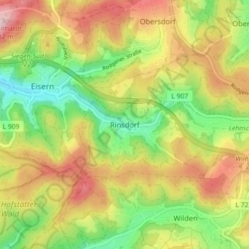 Carte topographique Rinsdorf, altitude, relief
