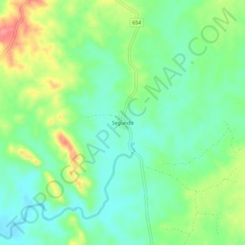 Carte topographique Segundo, altitude, relief