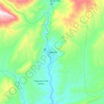 Carte topographique Tisguine, altitude, relief