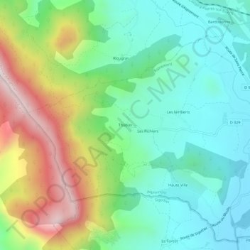 Carte topographique Thuoux, altitude, relief