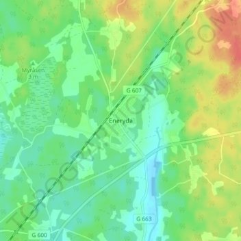 Carte topographique Eneryda, altitude, relief