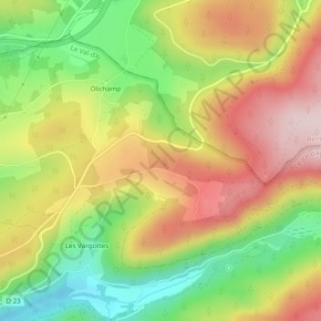 Carte topographique Le Peutet, altitude, relief