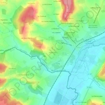 Carte topographique Chartrage, altitude, relief