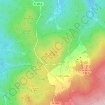 Carte topographique Altschloßfelsen, altitude, relief