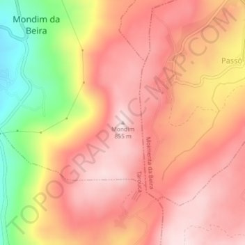 Carte topographique Mondim, altitude, relief
