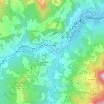 Carte topographique Ponte, altitude, relief