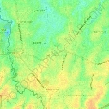 Carte topographique Jatimakmur, altitude, relief