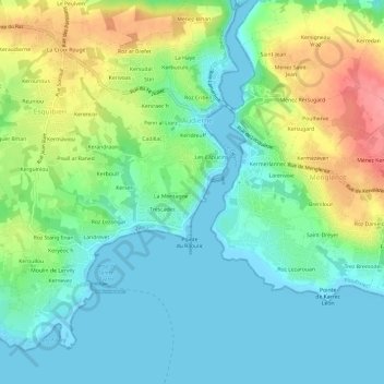 Carte topographique Coz Fornic, altitude, relief