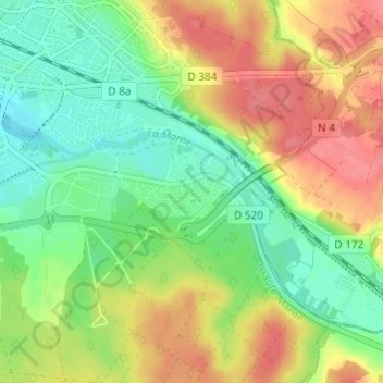 Carte topographique Marnaval, altitude, relief