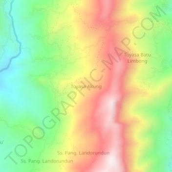 Carte topographique Toyasa Akung, altitude, relief