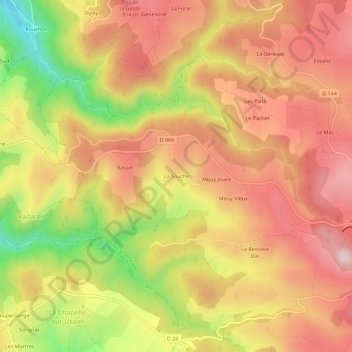 Carte topographique La Souche, altitude, relief