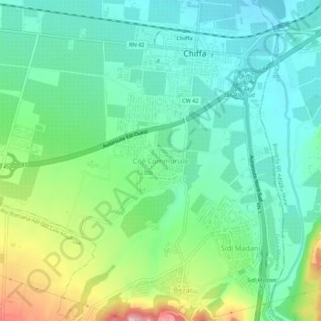 Carte topographique Cité Communale, altitude, relief