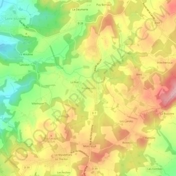 Carte topographique Fontbesse, altitude, relief