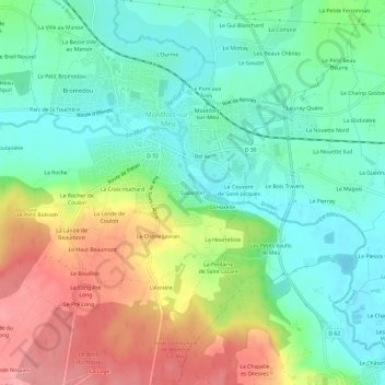 Carte topographique Galardon, altitude, relief