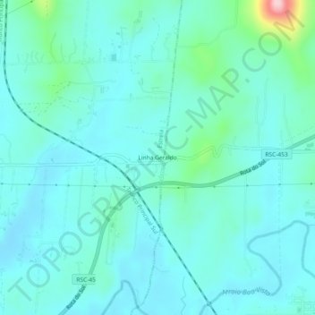 Carte topographique Linha Geraldo, altitude, relief