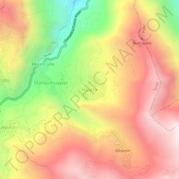 Carte topographique Huatta, altitude, relief