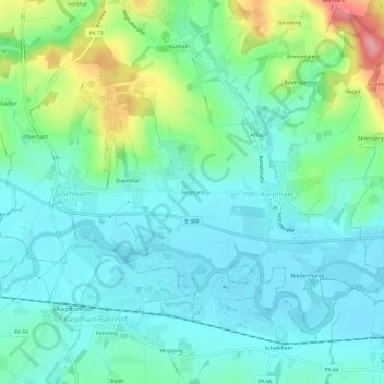 Carte topographique Singham, altitude, relief