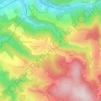 Carte topographique Le Guizay, altitude, relief
