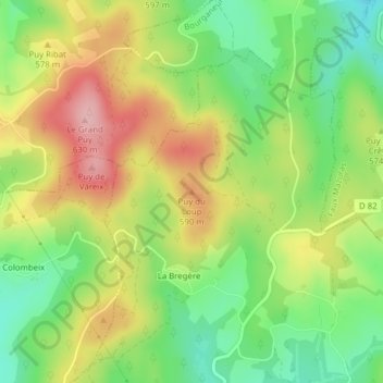 Carte topographique Puy du Loup, altitude, relief
