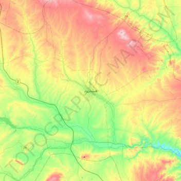 Carte topographique Hashtrud, altitude, relief