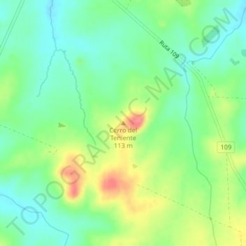 Carte topographique Cerro del Teniente, altitude, relief