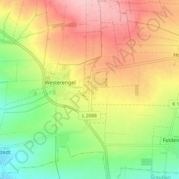 Carte topographique Kirchengel, altitude, relief